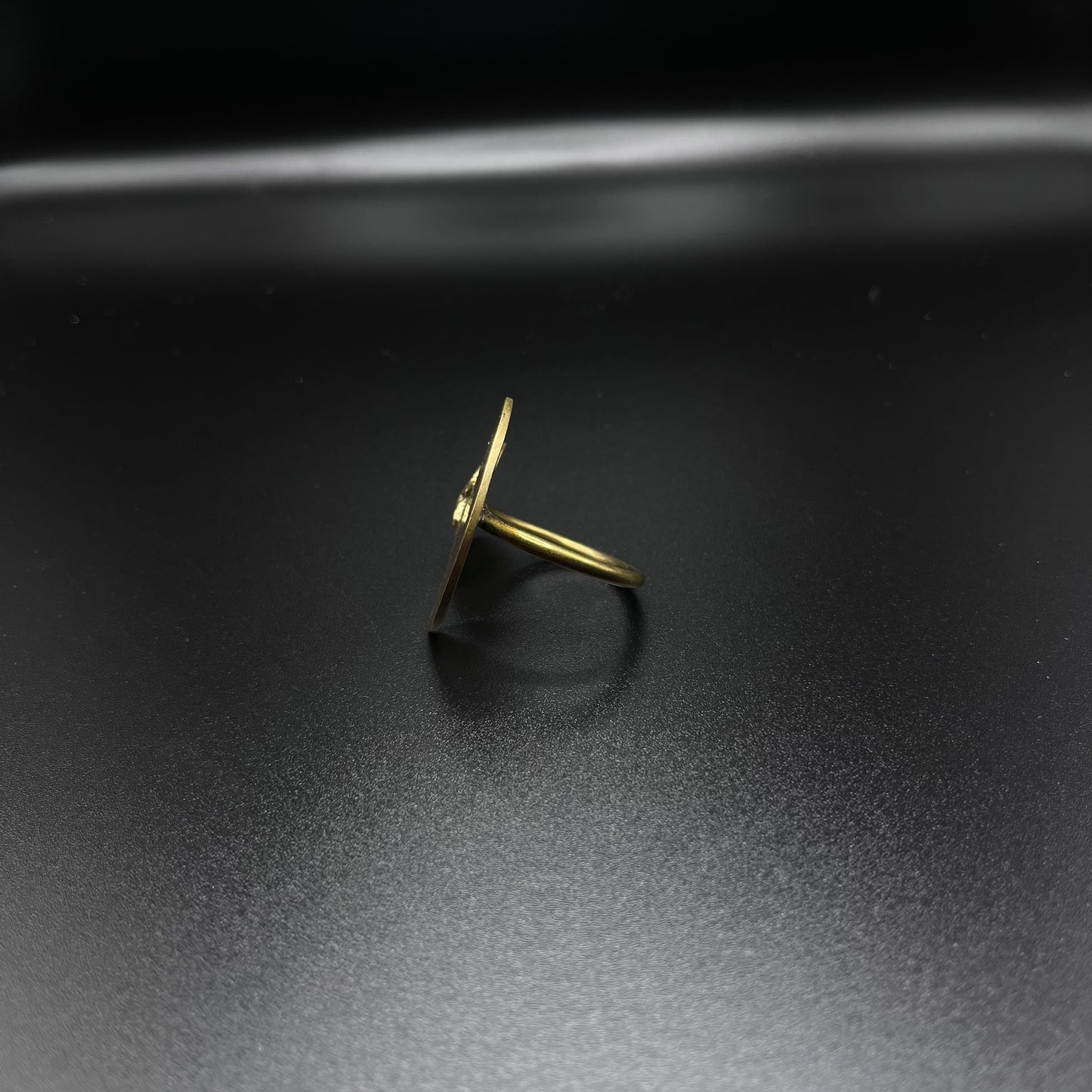 Embossed Star Brass Statement Ring