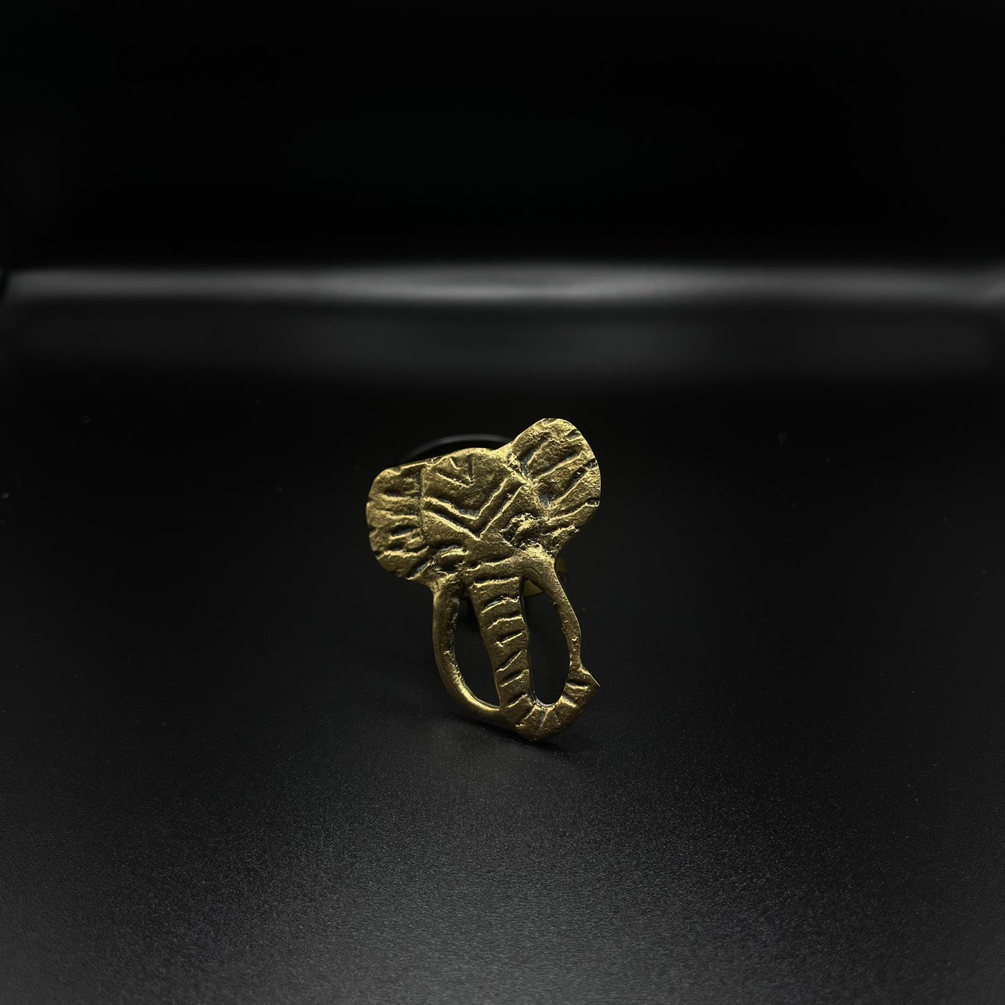 3-D Brass Elephant Statement Ring