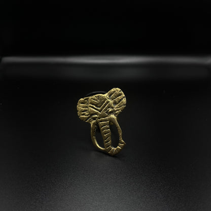 3-D Brass Elephant Statement Ring