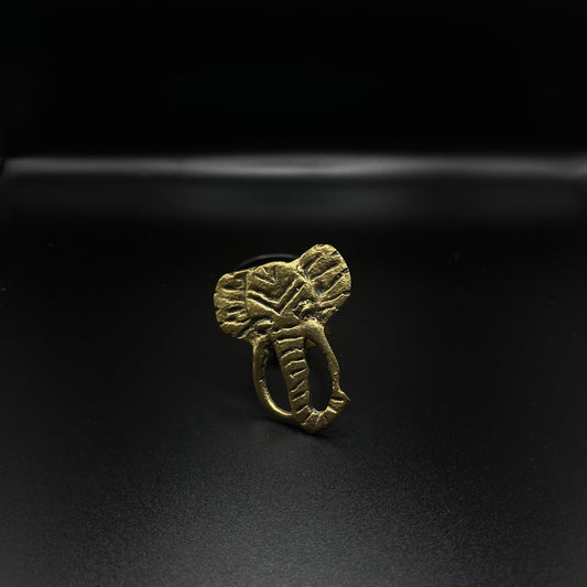 3-D Brass Elephant Statement Ring