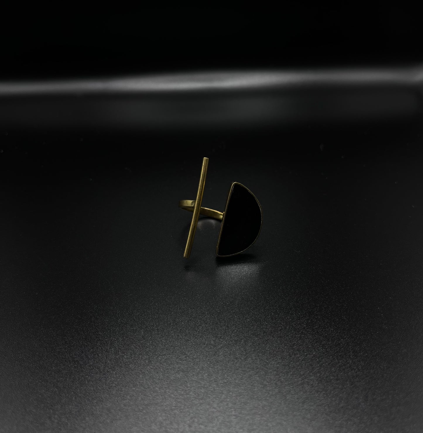 Black Half-Moon Statement Ring