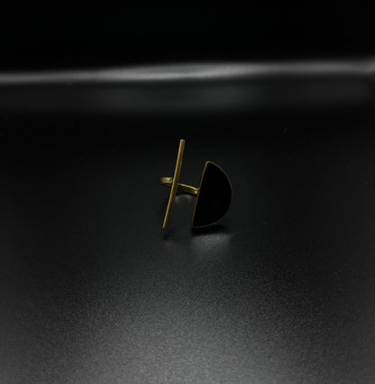 Black Half-Moon Statement Ring