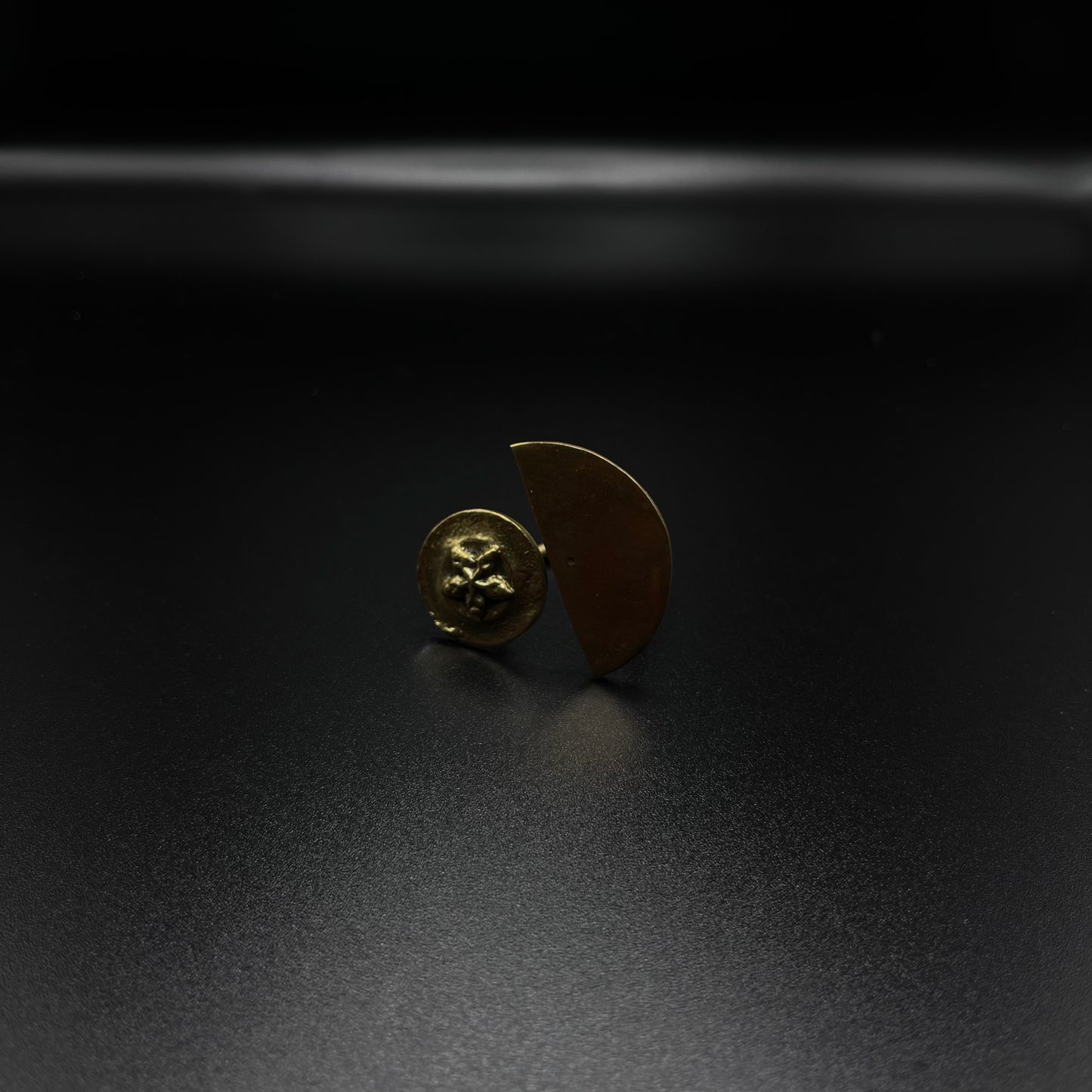 Embossed Star Brass Statement Ring