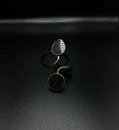 Black Stone Wrap Statement Ring