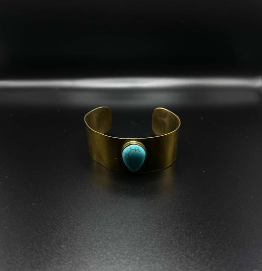 Turquoise Teardrop Stone Cuff