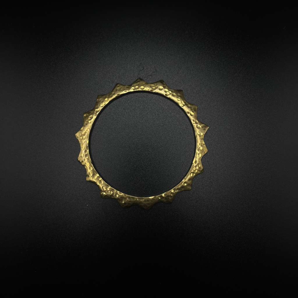 Serrated Hammered Brass Bangle