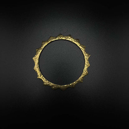 Serrated Hammered Brass Bangle